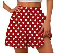 Red Summer Shorts for Women Wide Leg Lounge Pants Jogging Bottoms Elastic Waist Joggers Polka Dot Tummy Control Shorts Athletic Gym Jogger Loose Sweatpants Yoga Pants for Yoga Sleepwear