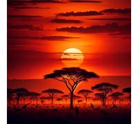 Red Sun Grassland 500 Piece Jigsaw Puzzles for Adults and Kids, Impossible Puzzle, Jigsaws 500 pieces for adults Gifts, Difficult jigsaw puzzles for The Whole Family