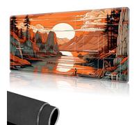 Red Sun Hills MTG Playmat - Stitched Magic Zone for Card Game Playing, Smooth Cloth Surface, Non-Slip Silicone Bottom Battle Game Mat (17.4x13.8 in)