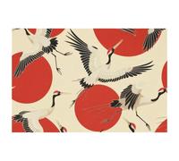 Red Sun Japanese Crane Placemats Set of 1 for Dining Table Washable Non Slip Placemat for Christmas Holiday Birthday Party Table