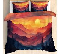 Red Sun King Size Duvet Cover Sets Landscape Bedding Set Reversible Soft Breathable, Microfiber King size Duvet Cover Hidden Zipper 230x220 cm -Ap5039