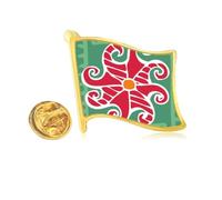 Red Sun Mexico Totems Ancient Civilization Drawing Golden Metal Flag Lapel Pin Badge