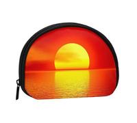 Red Sun Print Women's Mini Coin Purse Wallet Zipper Pouch for Daily Use and Gifts 1PCS