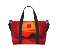 Red Sun Printed Travel Duffel Bag for Women Men - Weekend Overnight Bags with Adjustable Shoulder Strap and Handle