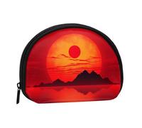 Red Sun Prints Coin Purse Shell Mini Pouch Wallet Change Bag for Women Girls Kids