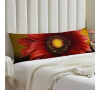 Red Sunflower Body Pillow Case 20x54 Throw Pillow Cover with Hidden Zipper Breathable & Cozy Full Long Pillowcase Protector Spring Easter Cover for Sleeping Bedroom Couch Sofa Decor
