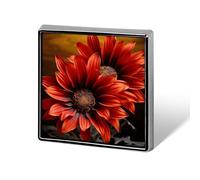 Red Sunflower Brooch Pin Cute Button Badge Aluminum Alloy Button Pins Rectangle Lapel Pin Elegant Memorial Pins Square Brooches for Clothing Backpack Jackets Decoration