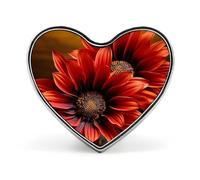 Red Sunflower Buttons Pin Memorial Boutonniere for Wedding Groom Bride, Customize Lapel Heart Pin for Christmas, Men Women Costume Decorative Fashionable Brooches