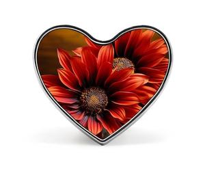 Red Sunflower Buttons Pin Memorial Boutonniere for Wedding Groom Bride, Customize Lapel Heart Pin for Christmas, Men Women Costume Decorative Fashionable Brooches