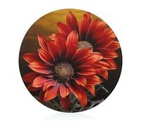 Red Sunflower Cutting Board for Kitchen Mini Cheese Chopping Board Round Tempered Glass Chopping Block for Picnic Cutting Pizza Meat Fruit(7.9 Inch)