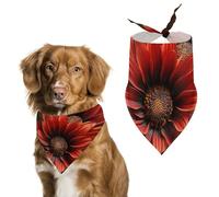 Red Sunflower Dog Bandana, Soft Breathable Pet Scarf, Personalized Dog Bib Kerchief for Small Medium Large Dogs Cats, Exquisite Pet Neckerchief for Daily Wear, Travel, Party