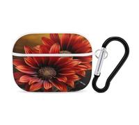 Red Sunflower Earbuds Organizer Shockproof Protective Airpods Pro Cover with Carabiner Clip Anti Fall Carrying Earphone Case Cover for Airpods Pro 2nd Generation White