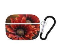 Red Sunflower for Airpod Pro Case Cover Hard Shell Full Drop Protection Cover with Keychain Compatible with AirPod Pro 2nd/1st Generation, Front LED Visible,White