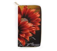 Red Sunflower Leather Wallet, Bifold Stylish Wallets, Credit Card Holder for Passport Covers, Purse Passport Bag for Men Women