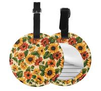 Red Sunflower,Luggage Tags Pu Leather Name Tag Travel Suitcase Identifier ID Tags Durable Baggage Label 2 pcs