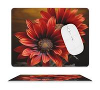 Red Sunflower Mouse Pad for Office, Leather Mouse Mat with Non-Slip Base, Waterproof Desk Pad Protector for Home, Personalized Mouses Mat for Travel, Outdoor, 10" X 8"