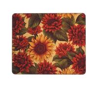 Red Sunflower Mouse Pad with Stitched Edge, Personalized Premium-Textured Computer Mouse Mat with Non-Slip Rubber Base, Waterproof Gaming Mousepad for Laptop, Office Home 7.9 x 9.5 in