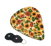 Red Sunflower Print Guitar Picks Includes Thin,Medium, Heavy, Classical Triangle Picks, For Guitar Bass Ukulele (6 -Pack)