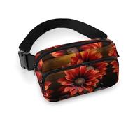 Red Sunflower Printed Fanny Pack Fanny Packs for Women Men,Crossbody Bag Large Chest Bag with Adjustable Strap for Outdoors Workout Traveling Casual Running, Red Sunflower, 20x13cm