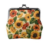 Red Sunflower, PU Leather Coin Purse, Small Wallets, Change Pouch with Kiss Lock Clasp Buckle, Change Purse