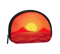 Red Sunrise Coin Purse Personalized Coin Bag for Women Men Change Purse Small Wallets with Zipper Mini Shell Coin Pouch Outdoor Shopping Change Storage Bag Handbags Gifts
