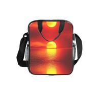 Red Sunrise Print Clear Pvc Waterproof Tote Transparent See Through Lunch Handbag,Travel Toiletry Bag,Women Men Work Shopping