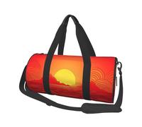 Red Sunrise Round Travel Duffel Bag - Large Capacity Durable Carry-On Bag for Vacation, Gym, Short Trips