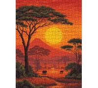 Red Sunset Jigsaw Puzzle 6000 Piece, Puzzles for Adults 6000, The Impossible Challenge, Jigsaw Puzzle Games Classic Educational, Wooden Puzzles, for Home Wall Decoration Gift FNKL1-407