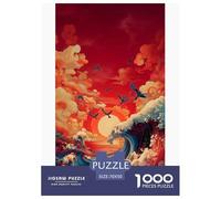 Red Sunset Puzzles 1000 Piece Challenge Toy Adults And Children Wave Puzzle Game Family Fun Jigsaws Puzzles Creative Activity Home Decoration Gift 70x50cm/1000pcs
