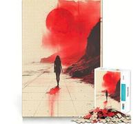 Red Sunset Silhouette 1000 Pieces Jigsaw Puzzles for Teenagers Strong Logic Toy Family Time Clear Edge Warm Surprise (38x52cm)