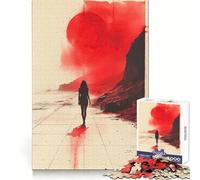Red Sunset Silhouette Jigsaw Puzzle for Teenagers 1000 Pieces Boost Memory Relaxing Fun Premium Cut Stylish Gift (50x75cm)