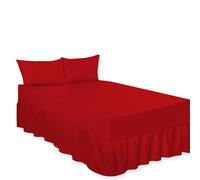 (Red, Super King) Premium Percale Polycotton Plain Fitted Valance Sheets. Colourful Bedding Ideal for Bed Room Home Décor Sheets.