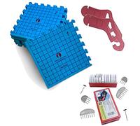 Red Suricata Knit Blocking Bundle - Extra Thick Blocking Mats for Knitting & Curved Knit Blocking Comb Set & Adjustable Sock Blockers - All in one Combined Storage Bag (Inches Grid)