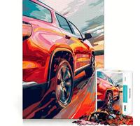 Red SUV in Motion 1000 Teenager Pieces Jigsaw Puzzle Memory Boost Calm Escape Pattern Assembly Warm Surprise (38x26cm)