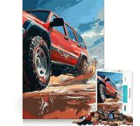 Red SUV Off-Road 1000 Piece Jigsaw Puzzle for Teenagers Strengthen Recall Peaceful Fun Quality Edge (50x75cm)