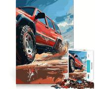 Red SUV Off-Road Hard Jigsaw Puzzle for Adults 1000 Pieces Reason Skill Toy Family Time Tight Cut Art Collectible (38x52cm)