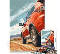 Red SUV on Desert Road 1000 Teenager Pieces Jigsaw Puzzle Memory Boost Calm Escape Pattern Assembly Warm Surprise (50x75cm)
