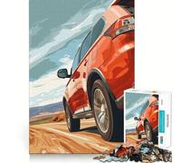 Red SUV on Desert Road 1000 Teenager Pieces Jigsaw Puzzle Memory Boost Calm Escape Pattern Assembly Warm Surprise (50x75cm)