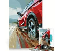 Red SUV on Dirt Road 1000 Pieces Jigsaws Adults Puzzles Think Smart Toy Home Activity Smooth Cut Xmas Surprise (38x52cm)