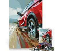 Red SUV on Dirt Road Jigsaw Puzzles 1000 Pieces for Adults Strengthen Memory Group Joy Clean Edge Stylish Gift (50x75cm)