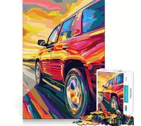 Red SUV on Road 1000 Teenager Pieces Jigsaw Puzzle Memory Boost Calm Escape Pattern Assembly Warm Surprise (38x52cm)