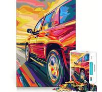Red SUV on Road Jigsaw Puzzles for Teenagers 1000 Piece Boost Memory Serene Time Premium Cut Birthday Gift (38x26cm)
