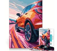 Red SUV on Winding Road Teenagers 1000 Piece Jigsaw Puzzle Logic Boost Toy Indoor Fun Premium Edge Memorable Gift (38x26cm)