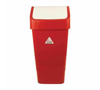 Red Swing Top Bin Indoor Dustbin - Polypropylene - Easy to Clean - 50L