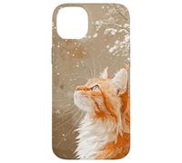 Red Tabby Cat Snow Digital Painting Wildlife pet art decor Case for iPhone 14 Plus