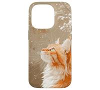 Red Tabby Cat Snow Digital Painting Wildlife pet art decor Case for iPhone 14 Pro