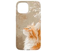 Red Tabby Cat Snow Digital Painting Wildlife pet art decor Case for iPhone 15