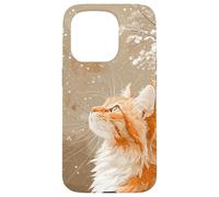 Red Tabby Cat Snow Digital Painting Wildlife pet art decor Case for iPhone 15 Pro