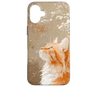Red Tabby Cat Snow Digital Painting Wildlife pet art decor Case for iPhone 16 Plus