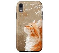 Red Tabby Cat Snow Digital Painting Wildlife pet art decor Case for iPhone XR